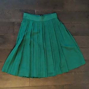 Green pleated J.Crew skirt